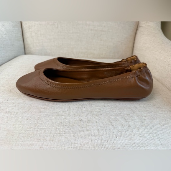 New Quince Women’s Cognac Brown Italian Leather On The Go Ballet Flat Shoes 9 - Picture 6 of 11